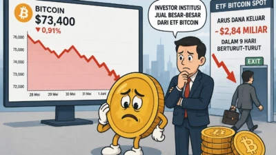 Harga Bitcoin Turun ke US$73.400, Outflow ETF Sentuh US$2,84 Miliar dalam 9 Hari